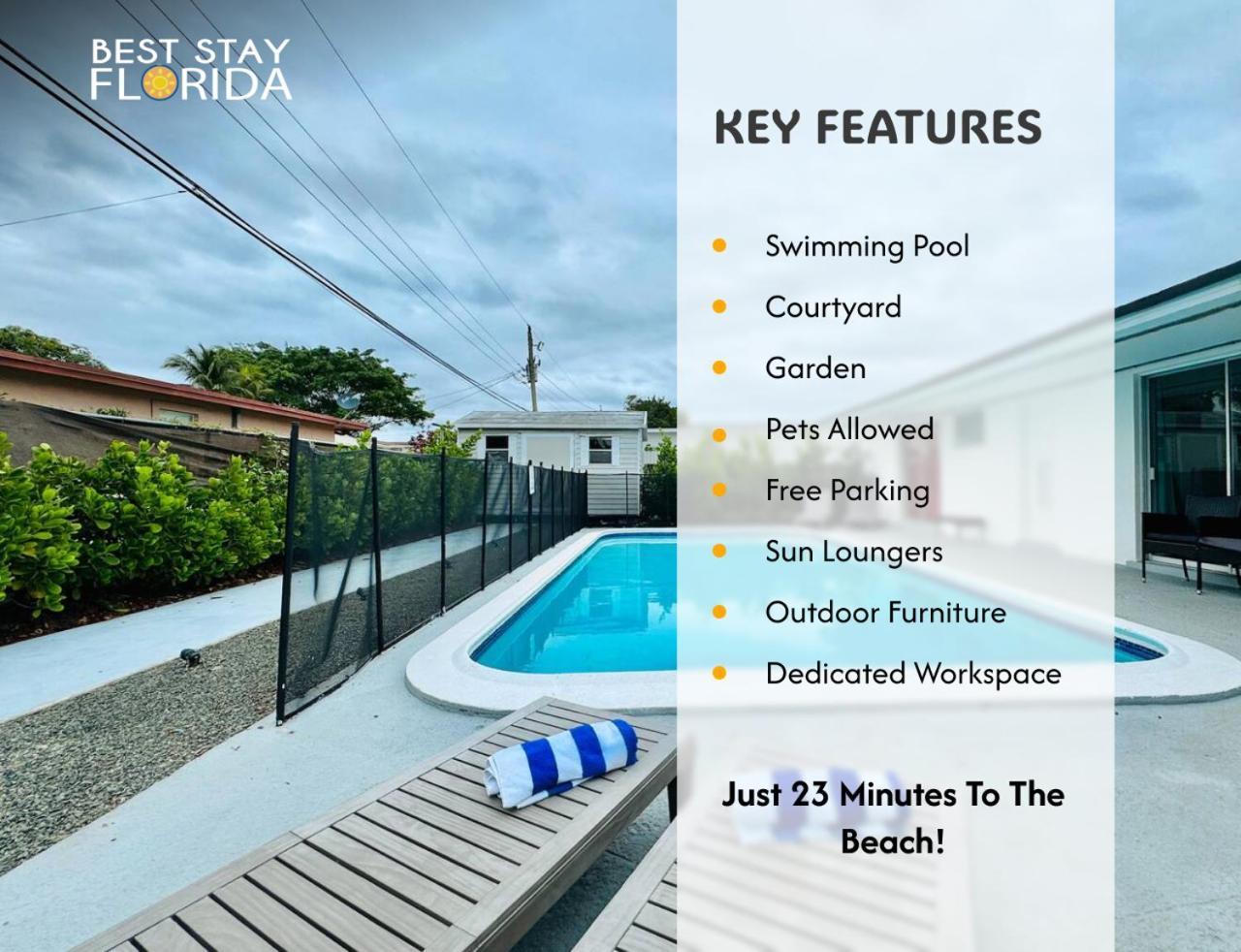 Tropical Villa Pool Courtyard & Garden View Fort Lauderdale Exterior foto
